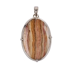 242023210363 Pendant Lace Agate Oval (40 x 25mm), 5,2cm, platinum plated | Marco Schreier