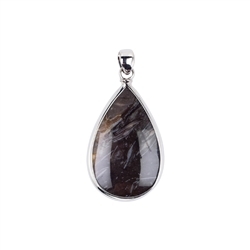 242023210369 Pendant prairie Agate (plant fossil) drop (40 x 25mm), 5.2cm, platinum plated | Marco Schreier