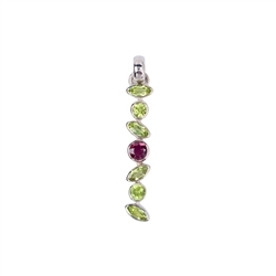 242023210378 Pendant Peridote, tourmaline pink, 4,3cm, platinum plated | Marco Schreier