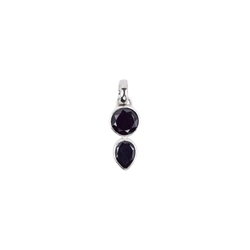 242023210380 Pendentif Spinelle (noir) rond, goutte, 2,6cm, platiné | Marco Schreier