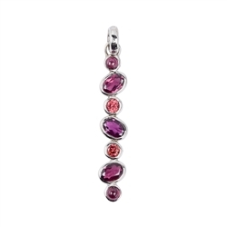 242023210384 Pendant garnet, oval (6 x 4mm) and round (3mm), 4.3cm, platinum plated | Marco Schreier