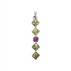 242023210387 Pendant Peridote, Tourmaline (pink), 4,7cm, platinum plated | Marco Schreier