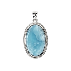 242023210410 Pendant Larimar Oval (22 x 13mm), 2,7cm, platinum plated | Marco Schreier