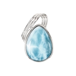 242023210416 Pendant Larimar drop with bow (20 x 15mm), 3,1cm, platinized | Marco Schreier