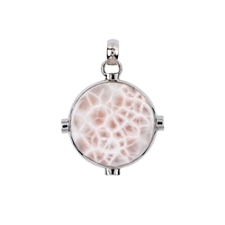 242023220051 Pendentif Natrolite, rond (25mm), 4,0cm, platiné | Marco Schreier