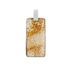 242023220055 Petrified Coral rectangle pendant (40 x 20mm), 5.1cm, platinum plated | Marco Schreier