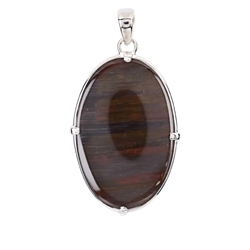 242023220064 Petrified Wood Oval Pendant (40 x 25mm), 5.5cm, platinum plated | Marco Schreier