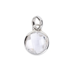 242023220069 Rock Crystal pendant, round (10mm) faceted, 1.9cm, platinum plated | Marco Schreier