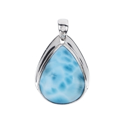 242023220077 Pendant Larimar drop (25 x 19mm), 3,4cm, platinum plated | Marco Schreier