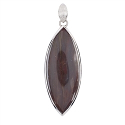 242023220128 Petrified Wood Pendant, Marquise (50 x 20mm), 6,3cm, platinum plated | Marco Schreier