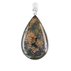 242023220172 Pendant Moss Agate, drop (45 x 25mm), 5,8cm, platinum plated | Marco Schreier