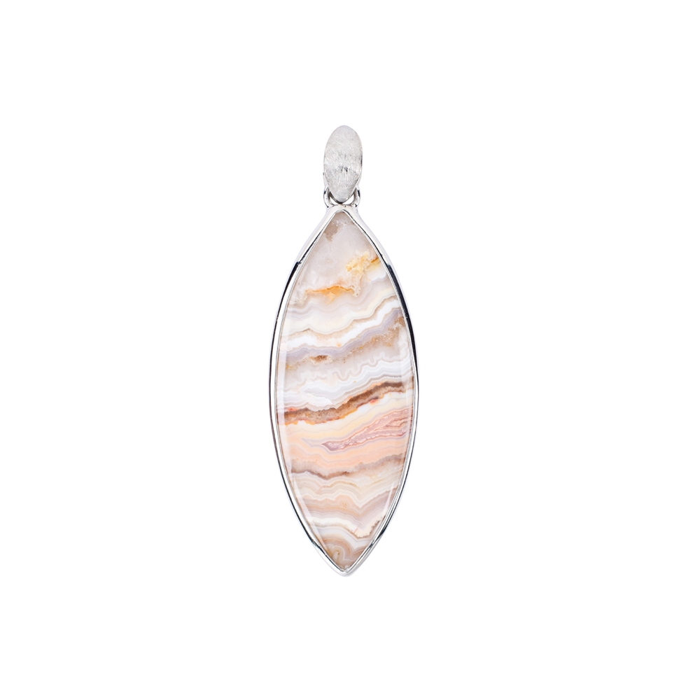 Pendant Lace Agate Marquise, 6,2cm, rhodium plated