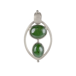 242023220208 Nephrite jade pendant, oval in oval, 4.1 cm, platinum plated | Marco Schreier