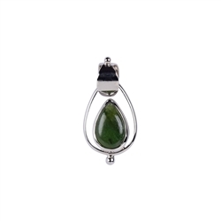 242023220209 Pendant Nephrite, drop (12 x 8mm), 3,0cm, platinized | Marco Schreier