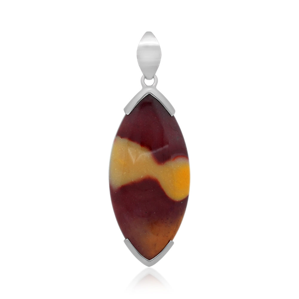 Pendente in mookaite, marquise (43 x 20 mm), 5,7 cm, placcato in platino