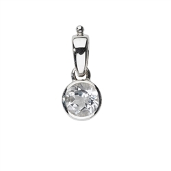 242023220292 Topaz (white) pendant, round (6mm), 1.8cm, platinum plated | Marco Schreier