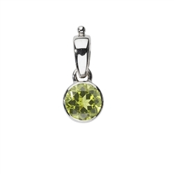 242023220293 Peridote pendant, round (6mm), 1.8cm, platinum plated | Marco Schreier