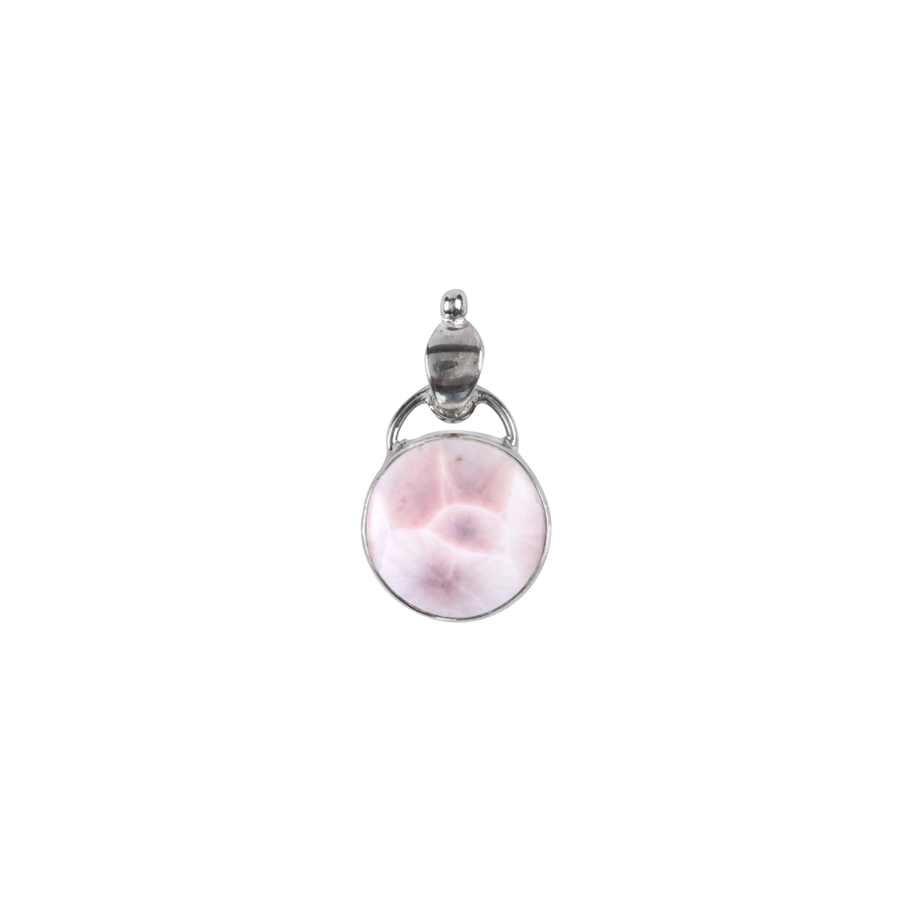Natrolite pendant, round (15mm), 2.8cm, platinum plated | Marco Schreier