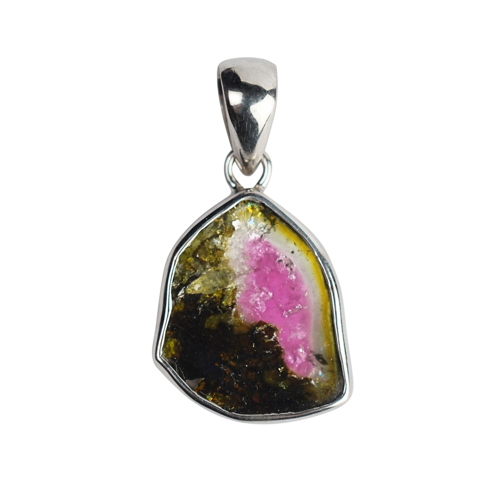 Pendant Tourmaline (Watermelon) with inclusions (17 x 16 mm), 2,9cm, platinum plated