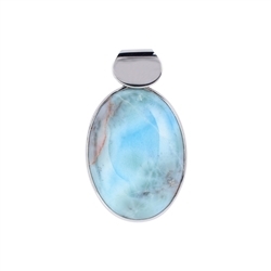 242023220349 Pendant Larimar oval, 4,0cm, platinum plated | wholesaler gems & healing stones