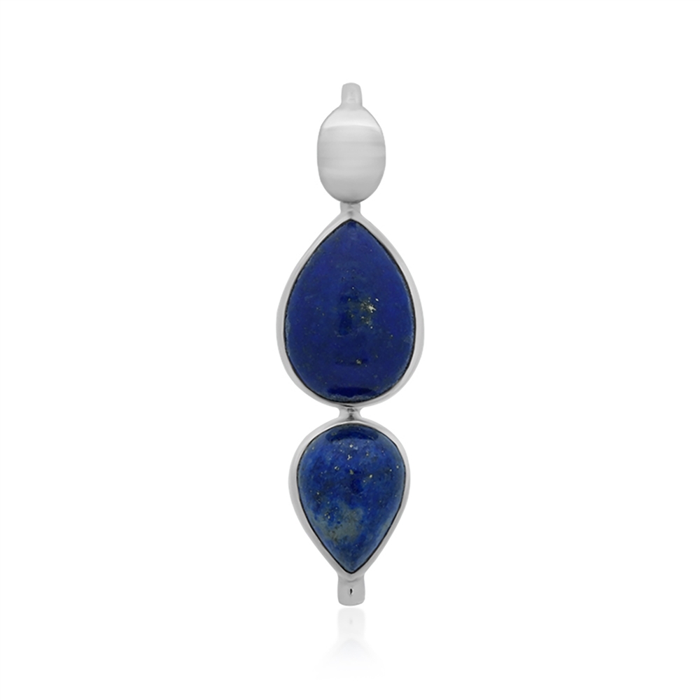 Pendant Lapis Lazuli drop (17 x 12mm, 14 x11mm), 5,0cm, platinum plated