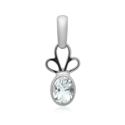 242023220367 Pendant Topaz white faceted oval (8 x 6mm), 2.6cm, platinum plated | Marco Schreier