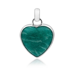 242023220422 Pendant Amazonite (dark) heart (18 x 17mm), 2.6cm, platinum plated | Marco Schreier