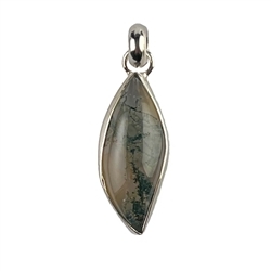 242023220440 Pendant Moss Agate, Marquise (30 x 12mm), 4,0cm, platinum plated | Marco Schreier