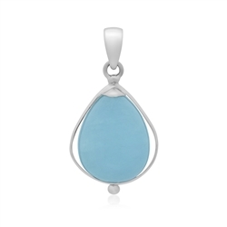 242023220455 Aquamarine drop pendant (24 x 18mm), 4.2cm, platinum plated | Marco Schreier