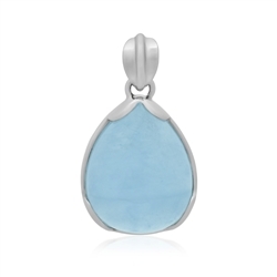 242023220456 Aquamarine drop pendant (24 x 18xmm), 3,4cm, platinum plated | Marco Schreier