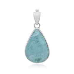 242023220463 Larimar pendant, drop (24 x 15 mm),3.7 cm, platinum-plated | Marco Schreier