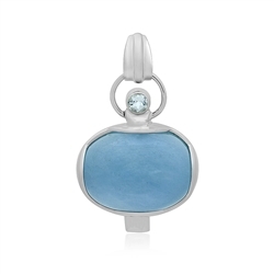 242023220474 Aquamarine oval pendant (23 x 19mm), 4.1cm, platinum plated | Marco Schreier