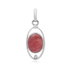 242023220476 Pendant rhodocrosite oval (16 x 12mm), 4.2cm, platinized | Marco Schreier