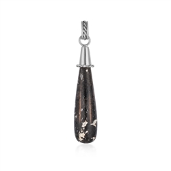 242023230023 Petrified Palm Wood pendant, drop (42 x 10mm). 5.2cm, platinum-plated | Marco Schreier