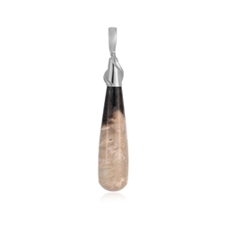 242023230024 Petrified Palm Wood pendant, drop (42 x 10mm), 5.2cm, platinum-plated | Marco Schreier