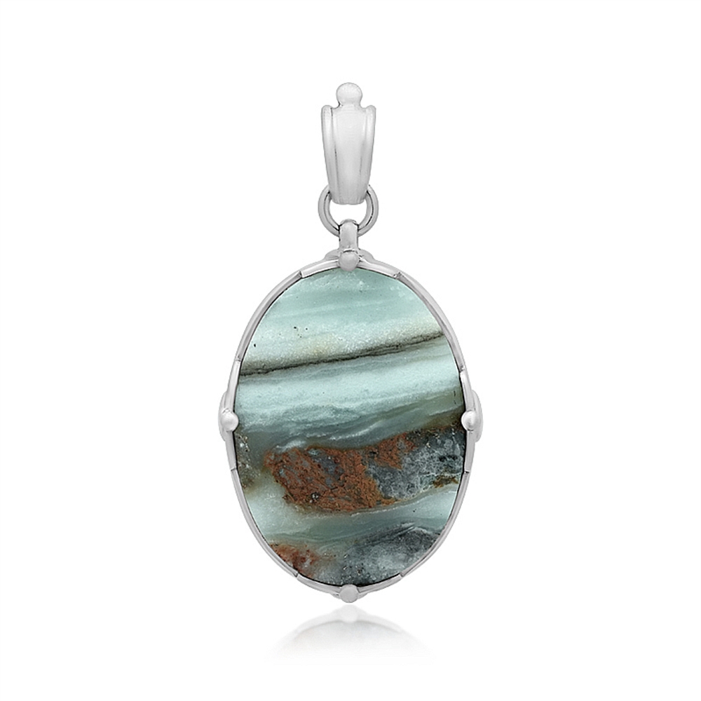 Pendant Pacific chalcedony oval (29 x 20mm), 4.3cm, platinum plated