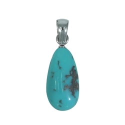 242023230068 Turquoise Tumbled Stone Pendant (22 x 15mm), 3.5cm, platinum plated | Marco Schreier