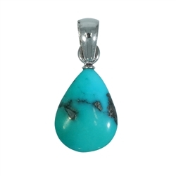 242023230069 Turquoise Tumbled Stone Pendant (18 x 14mm), 3.2cm, platinum plated | Marco Schreier