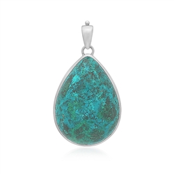 242023230090 Pendentif Chrysocolle goutte (35 x 27mm), 5,0cm, platiné | Marco Schreier