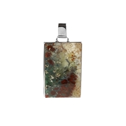 242023230124 Pendant feather agate rectangle (33 x 26mm), 4.4cm, platinum plated | Marco Schreier