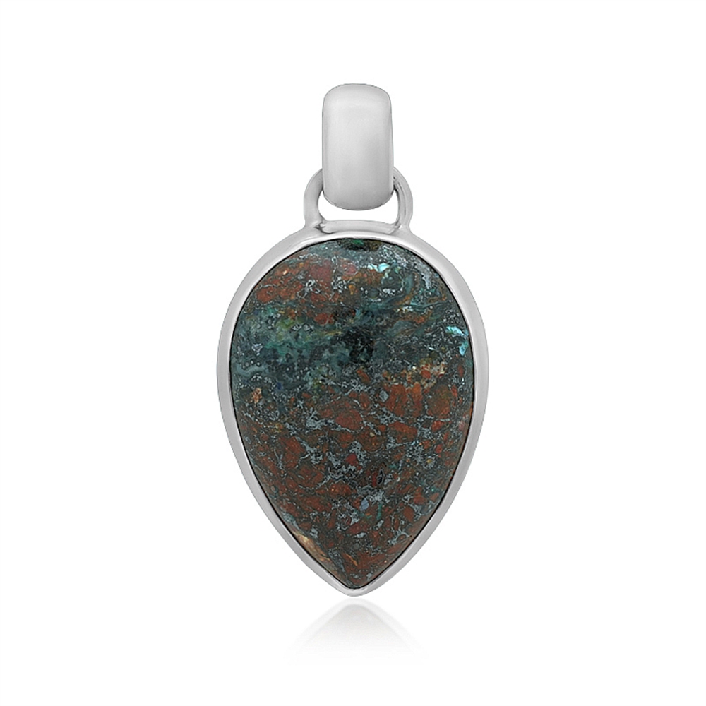 Pendant zarinite, drop (25 x 18mm), 3.5 cm, platinum plated