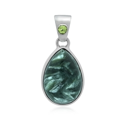 242023230170 Pendant serafinite drop (18 x 12mm), Peridote, 2.7cm, platinum plated | Marco Schreier