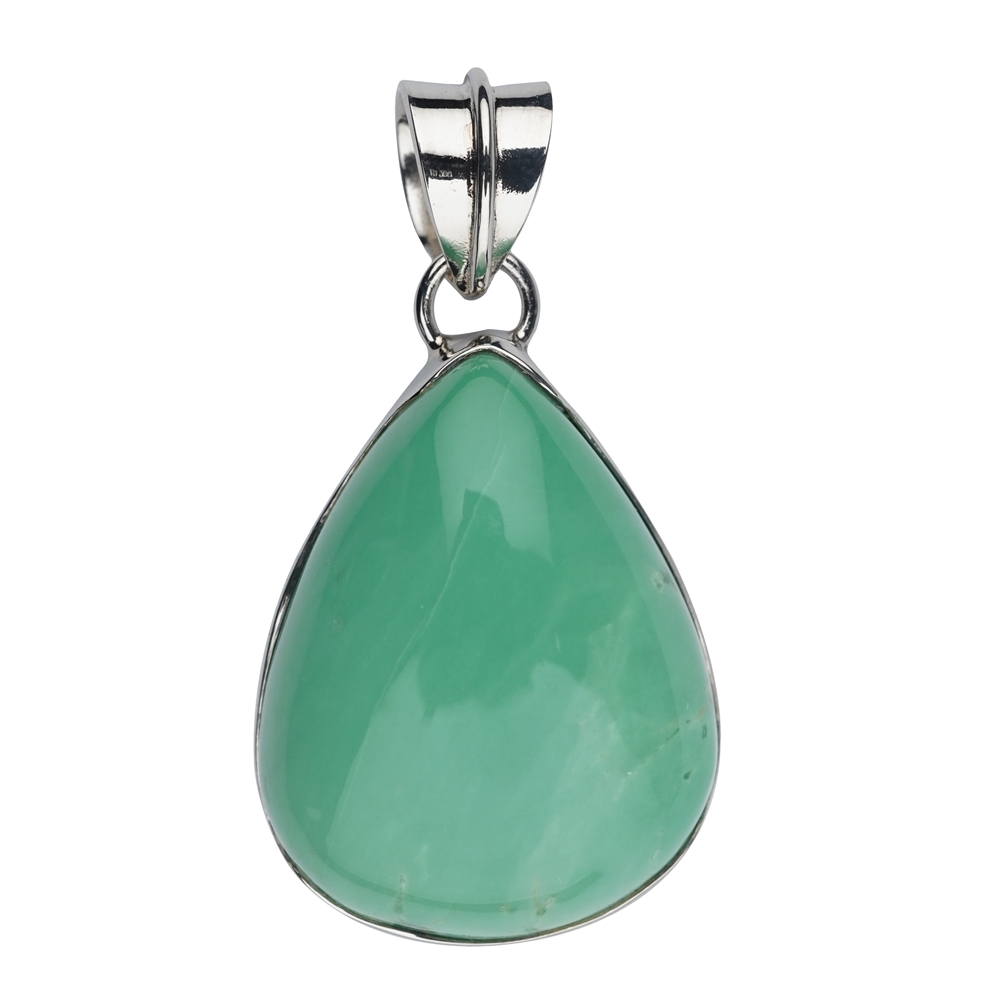 Variscite pendant, drop (25 x 16mm), 3.4cm, platinum plated