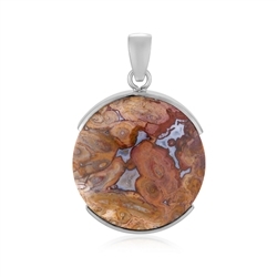 242023230220 Petrified Palm Wood pendant (orange), round (30mm), 4.3cm, platinum-plated | Marco Schreier