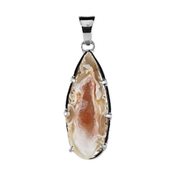 242023230252 Agate Geode pendant, drop (28 x 13mm), 4.4cm, platinum-plated | Marco Schreier