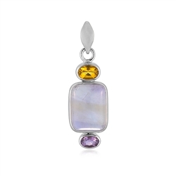 242023230277 Ametrine rectangle pendant (16 x 12mm), Ametrine, Citrine, 3.5cm, platinum plated | Marco Schreier