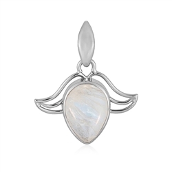 242023230287 Pendant Labrodorite (white), drop (14 x 10mm), 3.0cm, platinum plated | Marco Schreier