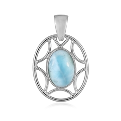 242023230299 Larimar pendant, oval (14 x 10mm), 3.2cm, platinum plated | Marco Schreier