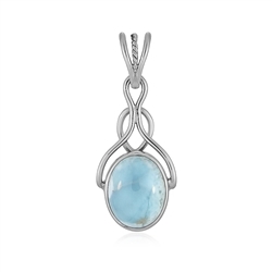 242023230300 Larimar pendant, oval (12 x 10mm), 3.2cm, platinum plated | Marco Schreier