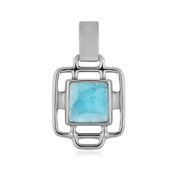 242023230302 Larimar pendant, square (9 x 9mm), 2.7cm, platinum plated | Marco Schreier